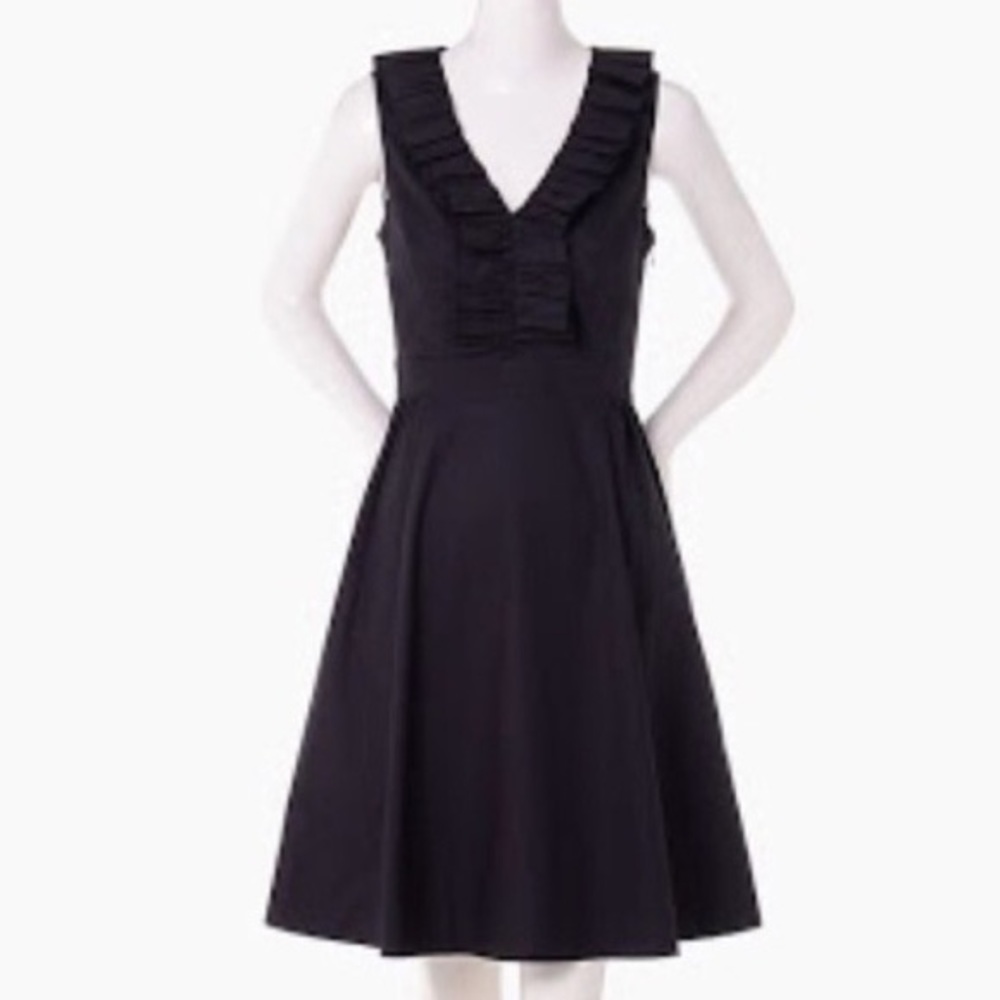Kate Spade Popplin Ruffle V Neck Dress - Picture 8 of 8
